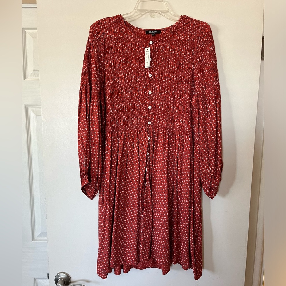 MADEWELL BRAND NEW DRESS! ADORABLE DETAIL AND PRINT! PERFECT FOR FALL! NWT!
